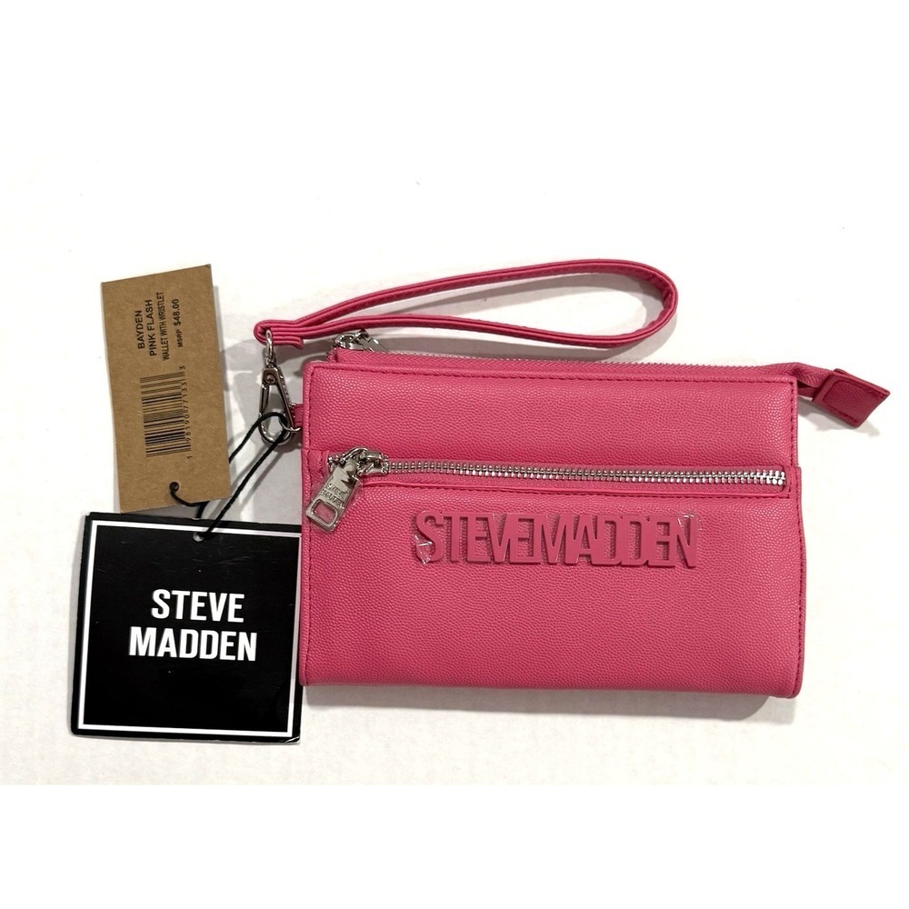 STEVE MADDEN Wallet Wristlet Zipper Bayden Pink Flash